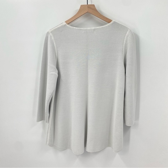 Milly White Knit Top 3/4 Length Sleeve Large - Picture 2 of 6